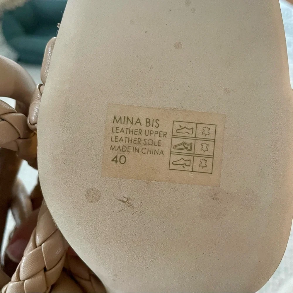 ASH Mina Bis Braided Square Toe Sandals in Skin